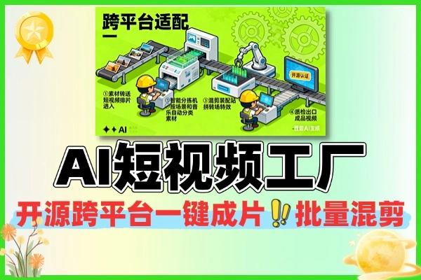 AI短视频工厂开源跨平台的一键成片AI批量混剪工具